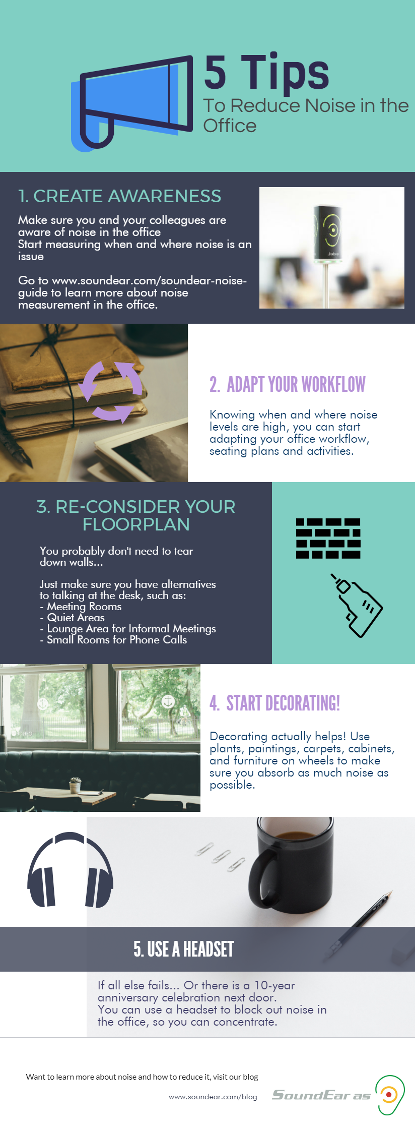 infographic on how to reduce noise in the office